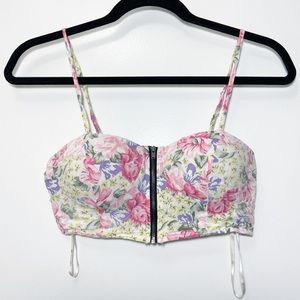 Forever 21 Floral Zip Up Bralette Padded Medium